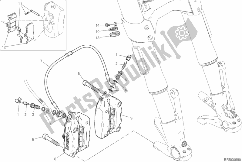 All parts for the Front Brake System of the Ducati Diavel 1260 Thailand 2019